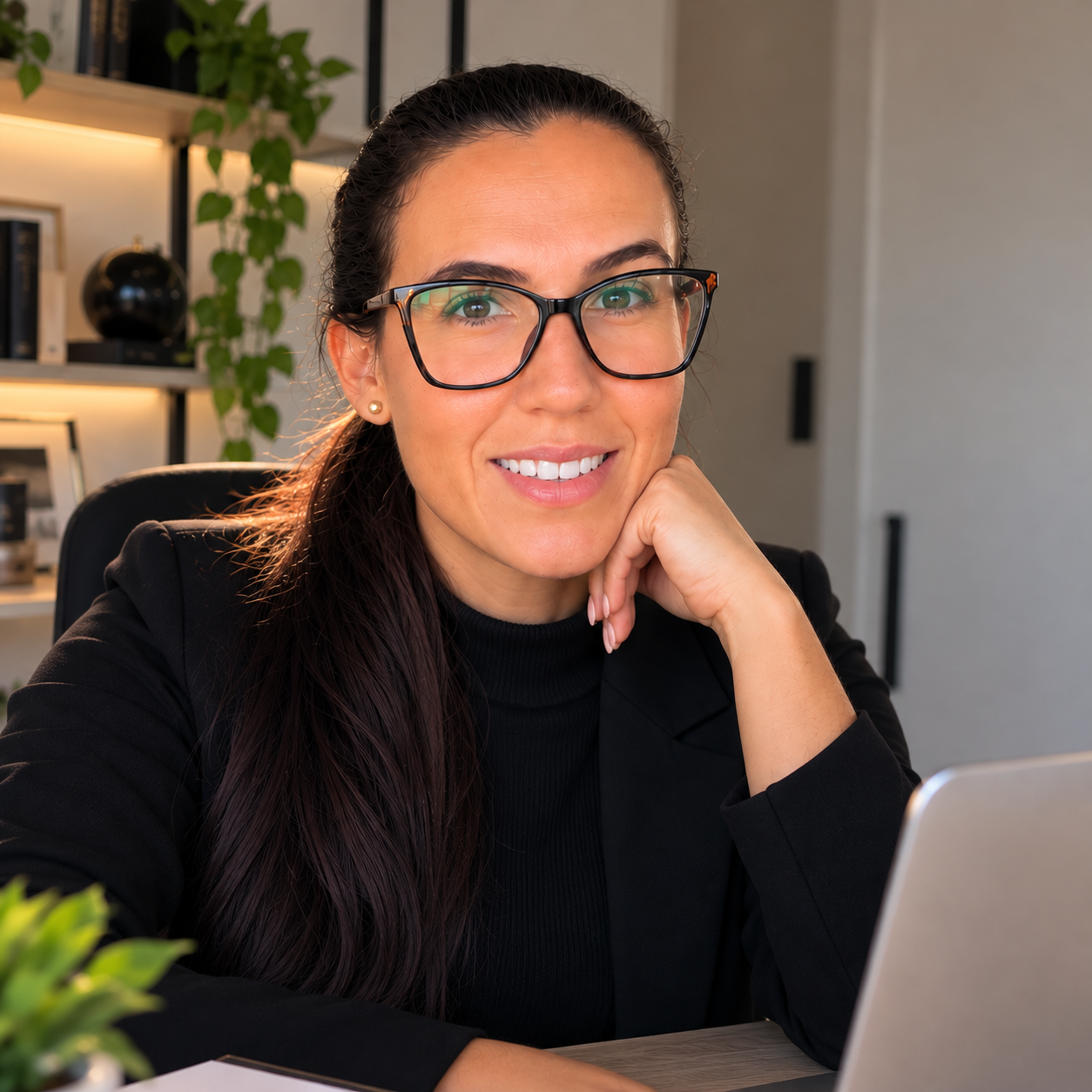 Mayra Garcia, gestora de tráfego pago, em seu escritório